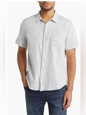 Marine Layer Stripe Short Sleeve Selvage Button-Up Shirt , size M/L